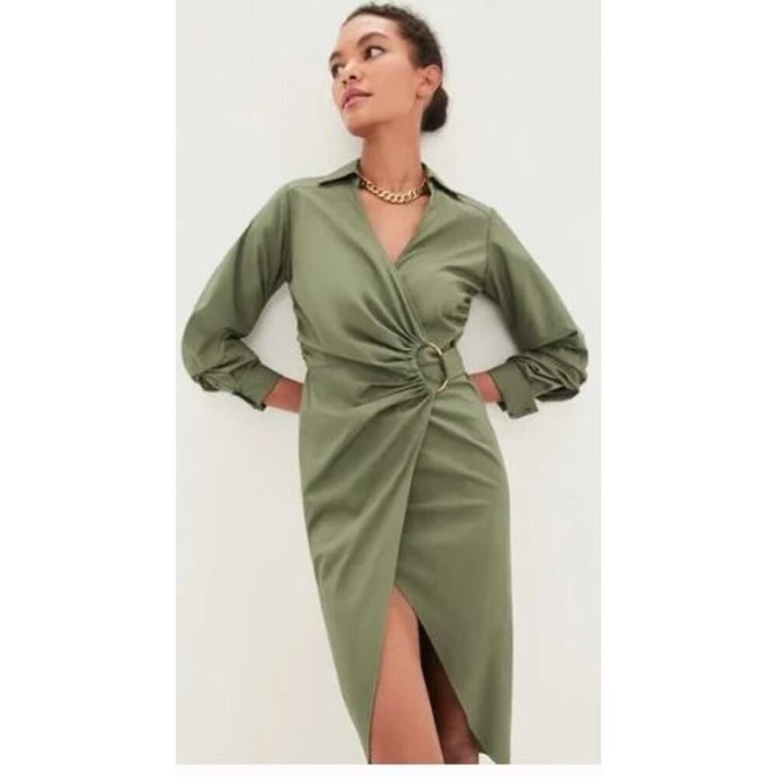 Veronica Beard Women's Afton Dress Midi Long Sleeve Dress 00 0 2 NWT 498 Green