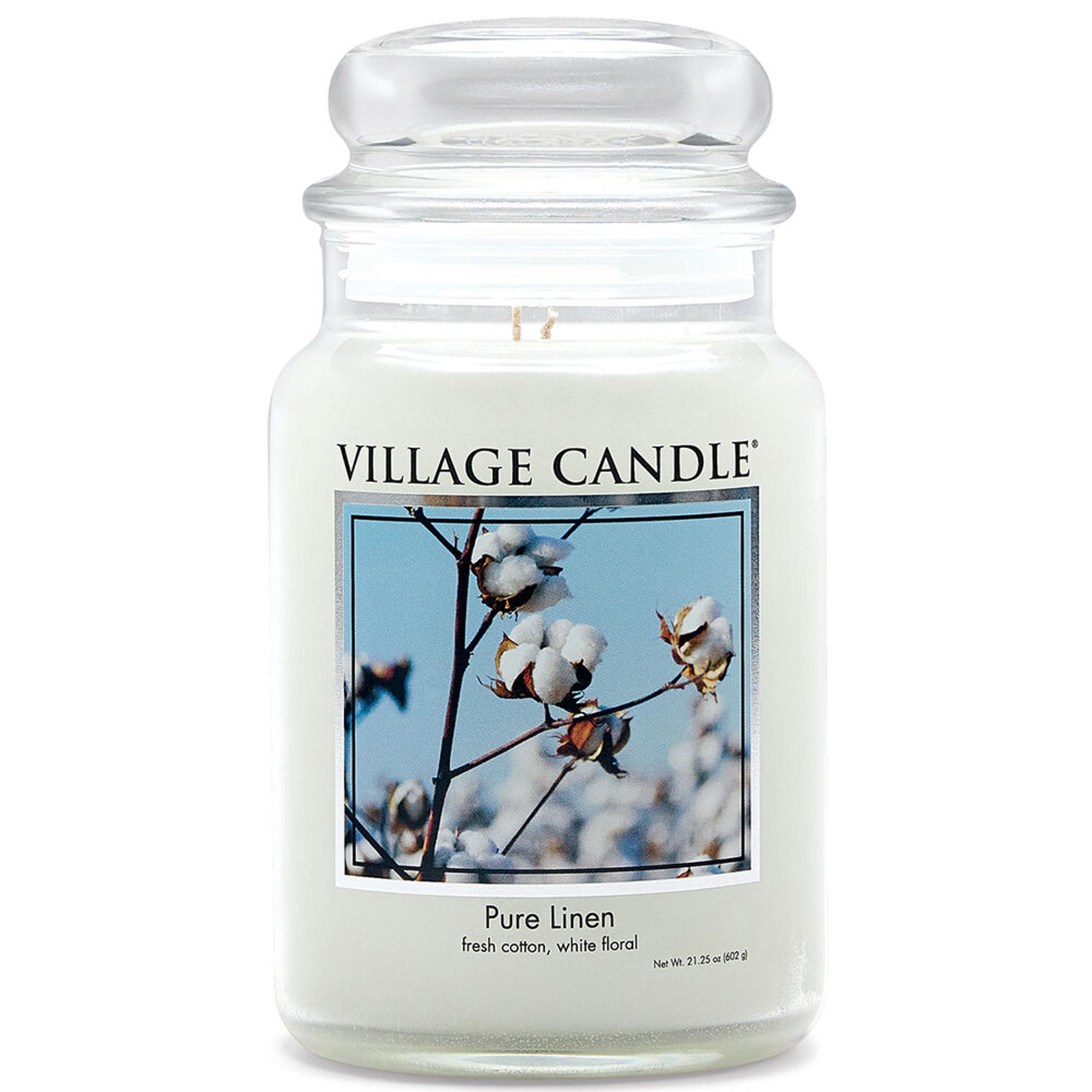Village Candle Pure Linen 21.25oz Large Jar Two Wick **FREE SHIP