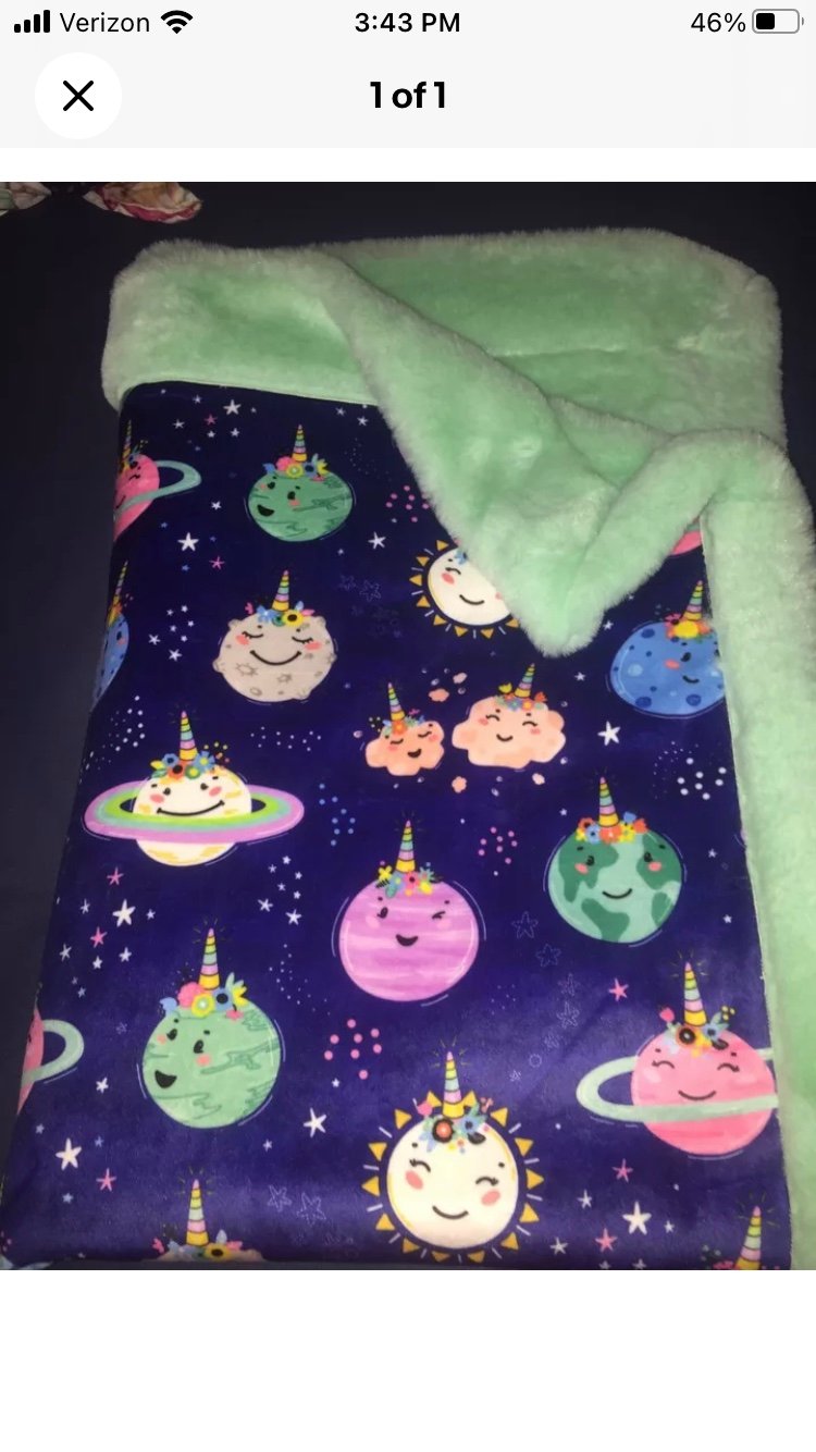 Designer minky company outer space unicorn baby blanket