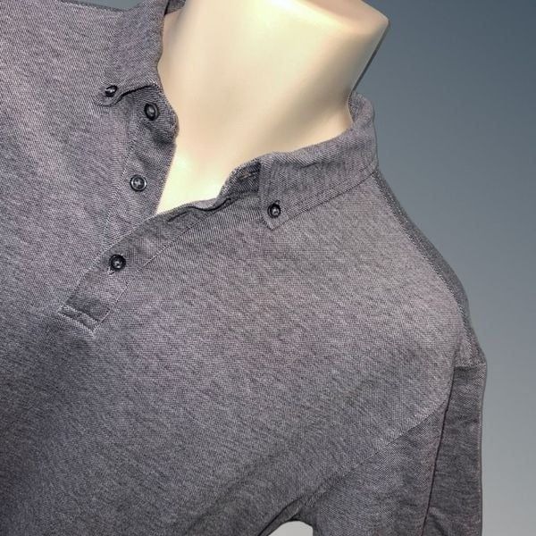 J Hilburn Gray Textured 100% Cotton Short Sleeve Button Down Collar Polo M