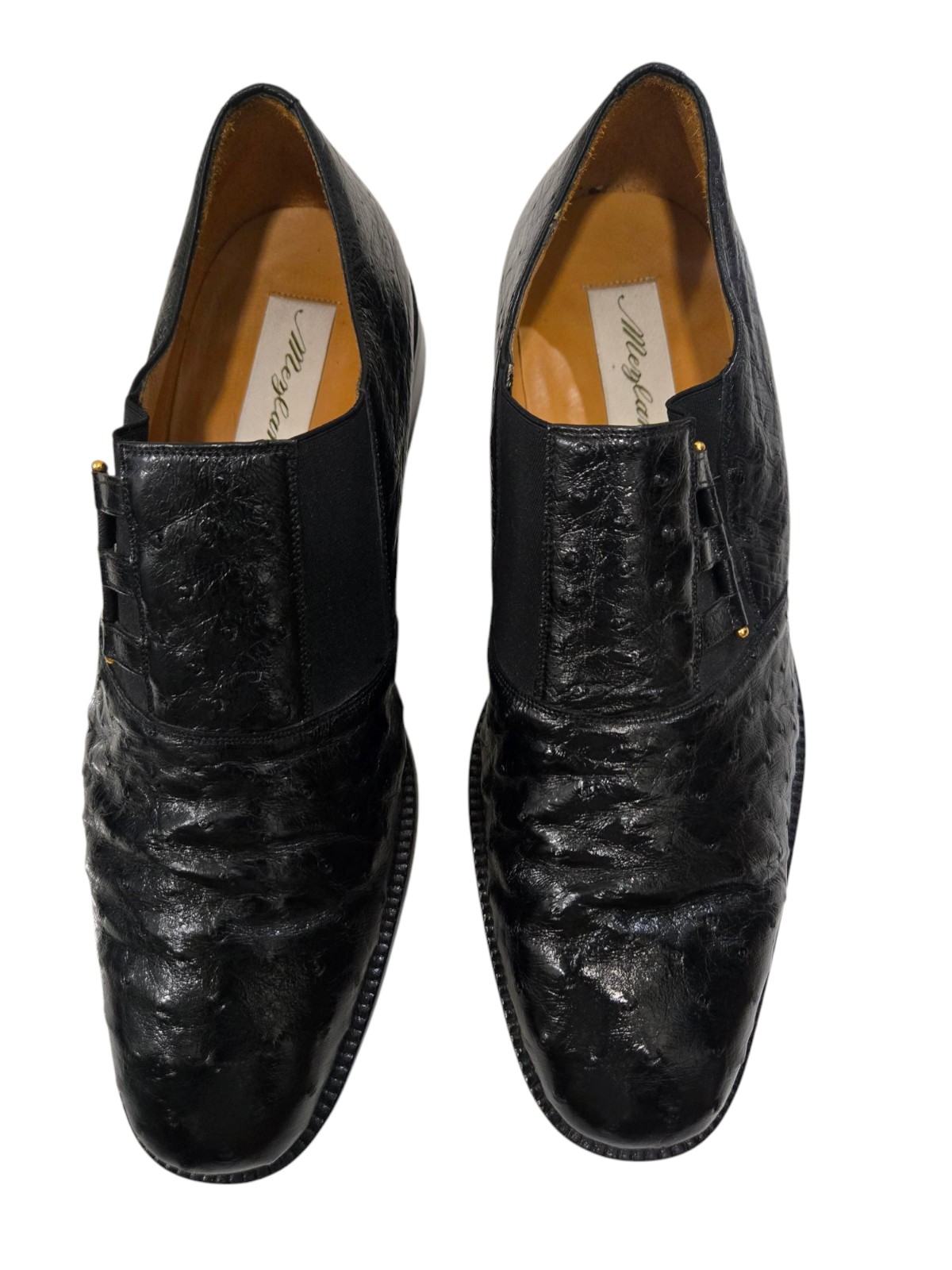 Mezlan Men's Black Ostrich Leather Loafers Shoes Size 12