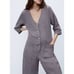 Zara Lillian Gray Linen Button Front Jumpsuit