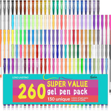 Gel Pens Set 260 Pack 130 Colored Gel Pens