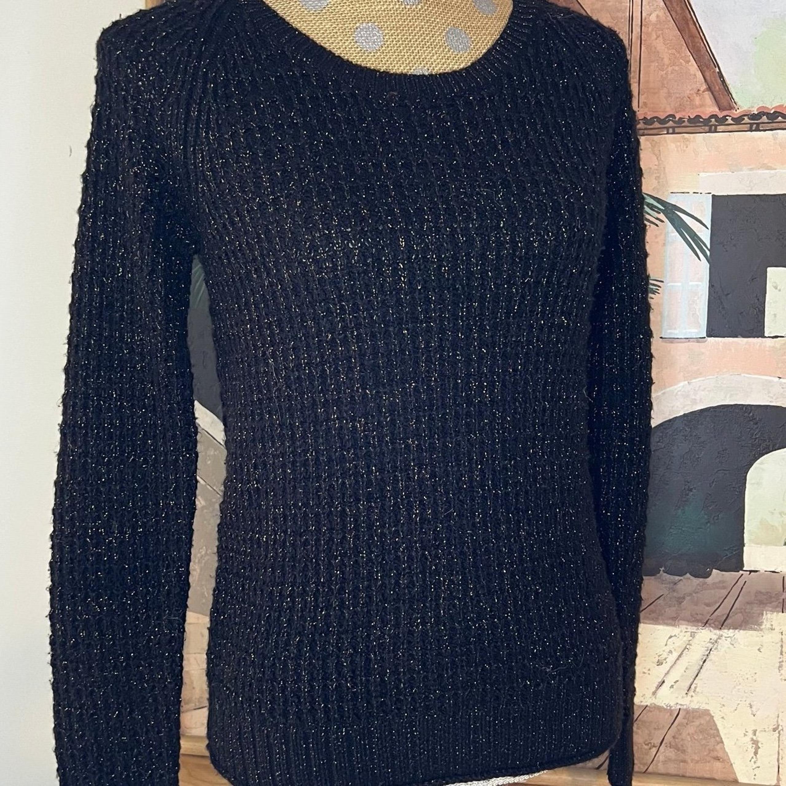 Black, Metallic Gold Fleck Crewneck Sweater - Gap