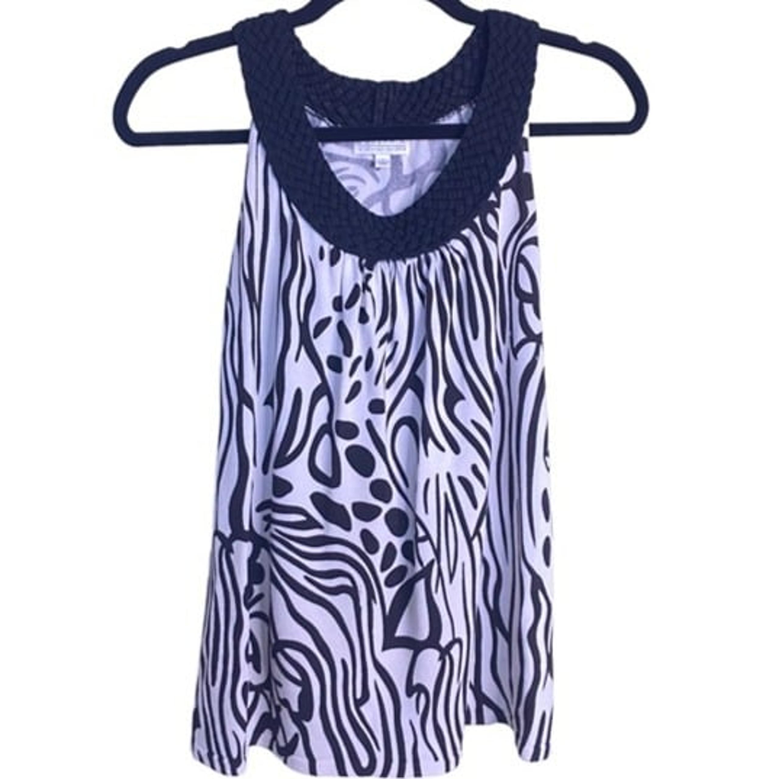 Joseph A Womens Black and White Zebra Knit Top S with Crochet Neckline Boho Y2K