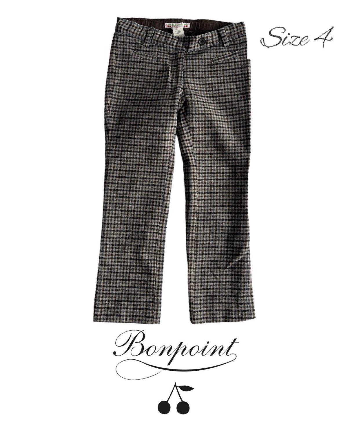 Bonpoint pants plaid brown grey size 4