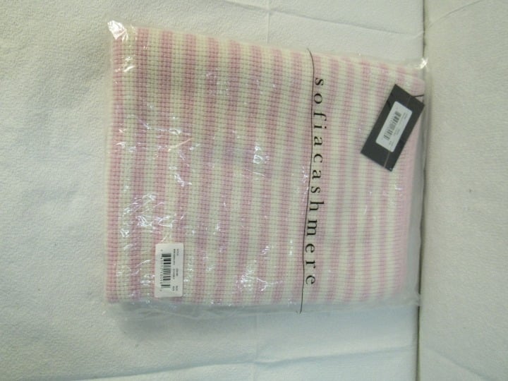 Sofia Cashmere Pink and Ivory Baby Blanket NEW!!!