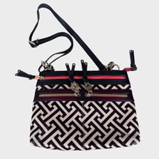 Spartina 449 Callahan Zipper Hipster Crossbody Bag with Red & Gold Accents