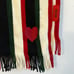 Moschino Striped Long Scarf with Heart Embroidery Fringe Black Green White Red