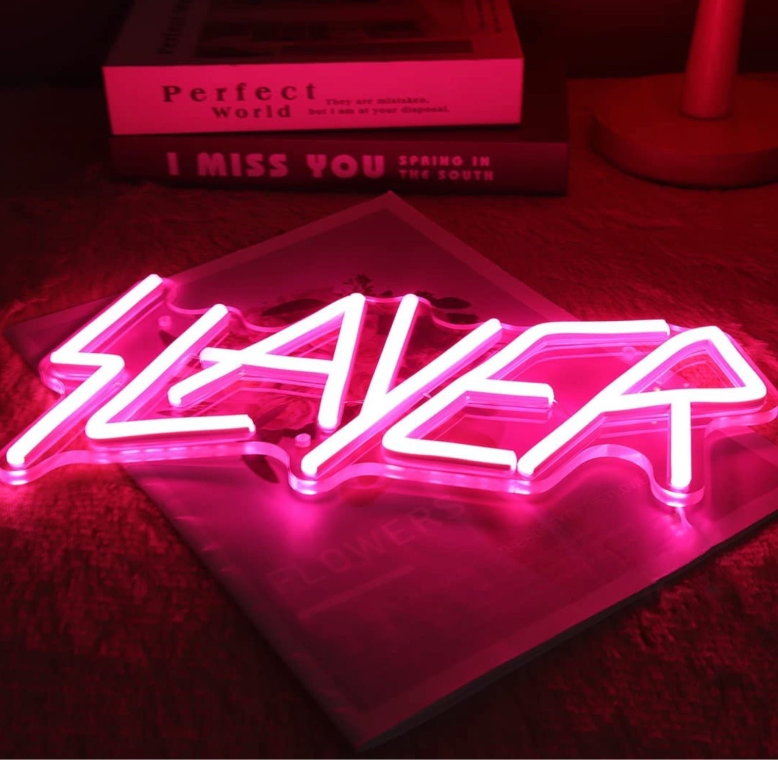 Bright Pink Slayer Metal Rock Music Band LED Night Light Concert Decoration