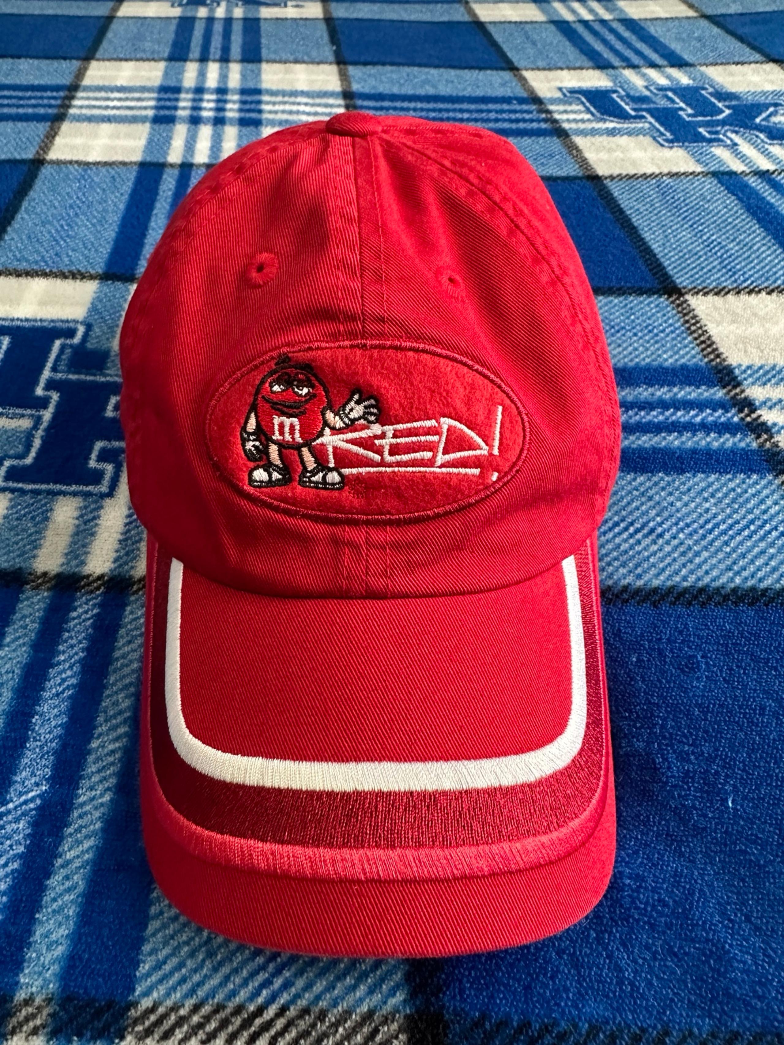M&Ms World Hat Cap Strap Back Adjustable Mens Red Cotton