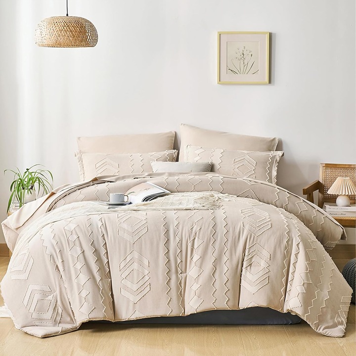 Twin Comforter Set 7 Pieces, Tufted Bed in a Bag Twin, Boho Bed Sets,