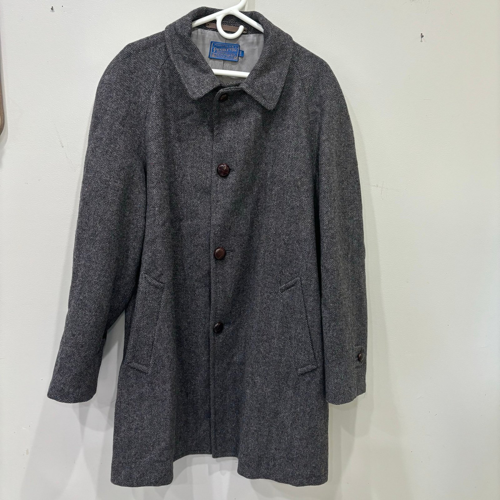 Vintage Pendleton Pure Virgin Wool Ovecoat Jacket Men’s Size 44-Long