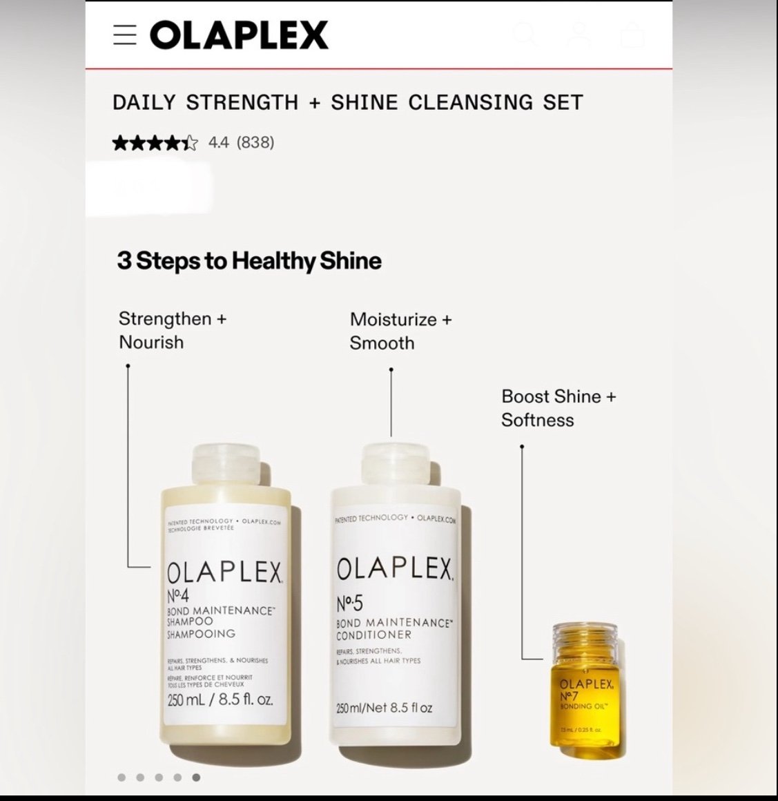 OLAPLEX, DAILY STRENGTH + SHINE CLEANSING SET