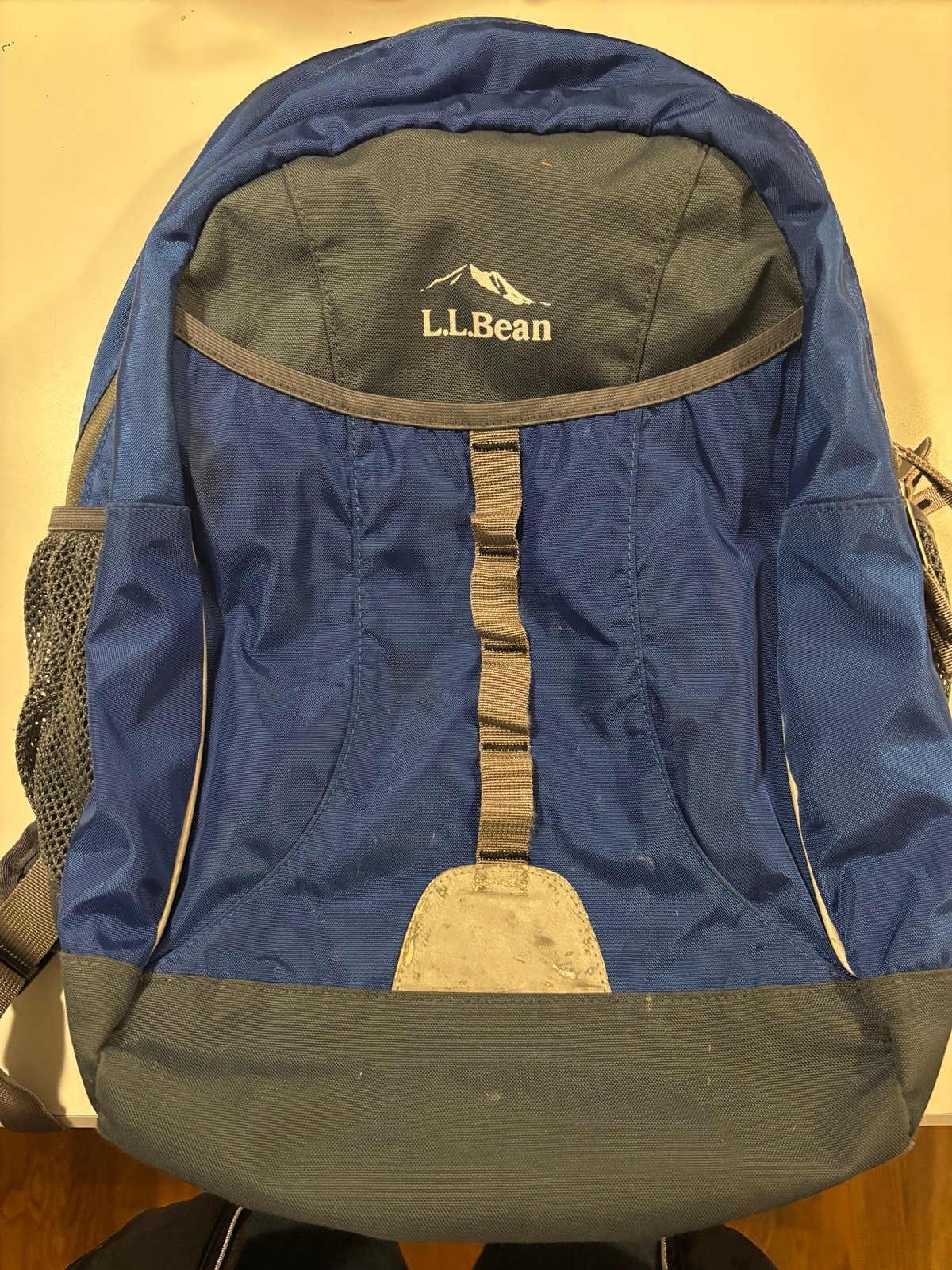 LL BEAN 302389 Nylon Backpack Logo Blue Gray