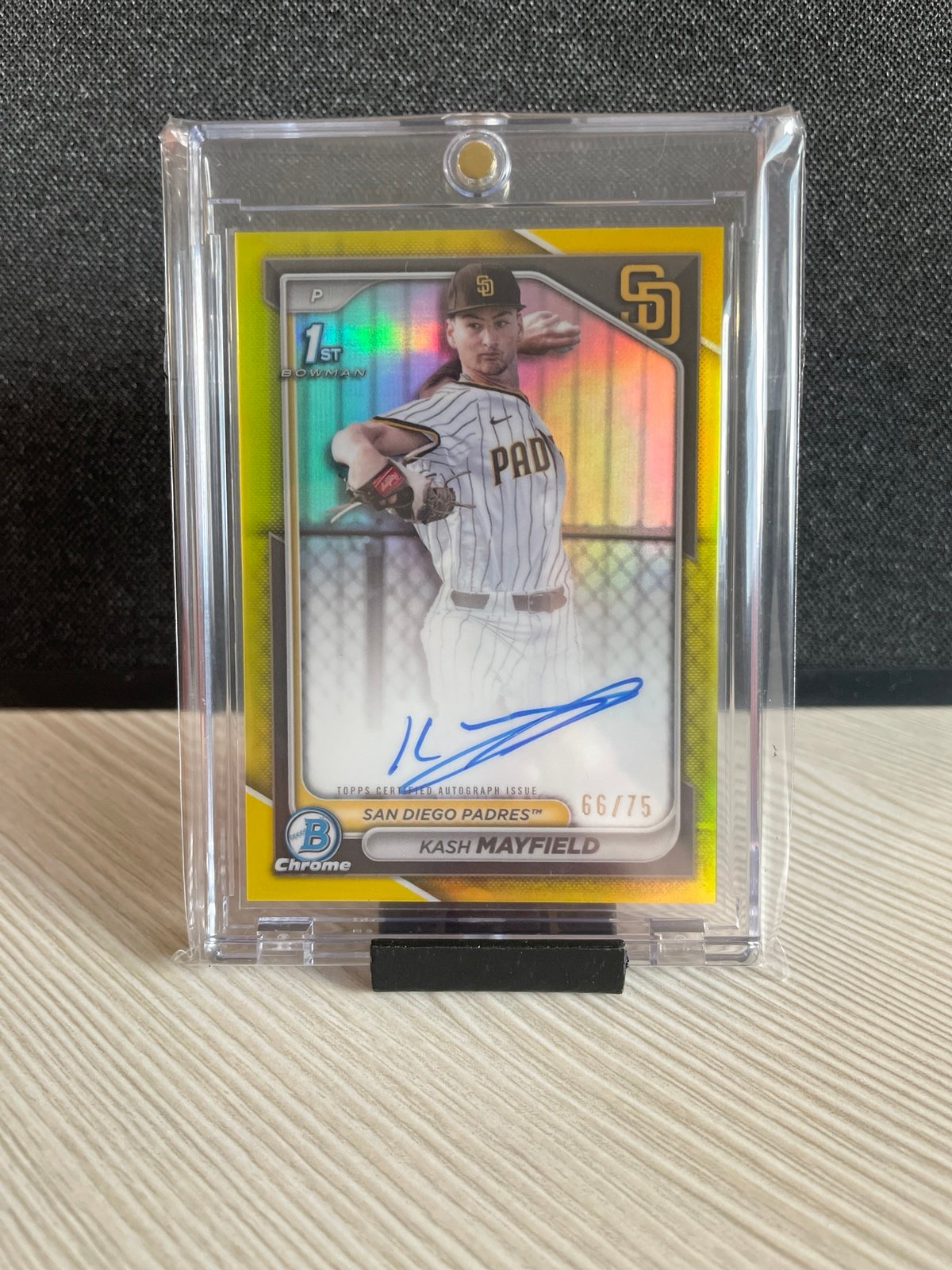 2024 Bowman Chrome Draft Kash Mayfield Auto Yellow 66/75 Padres 1st Bowman