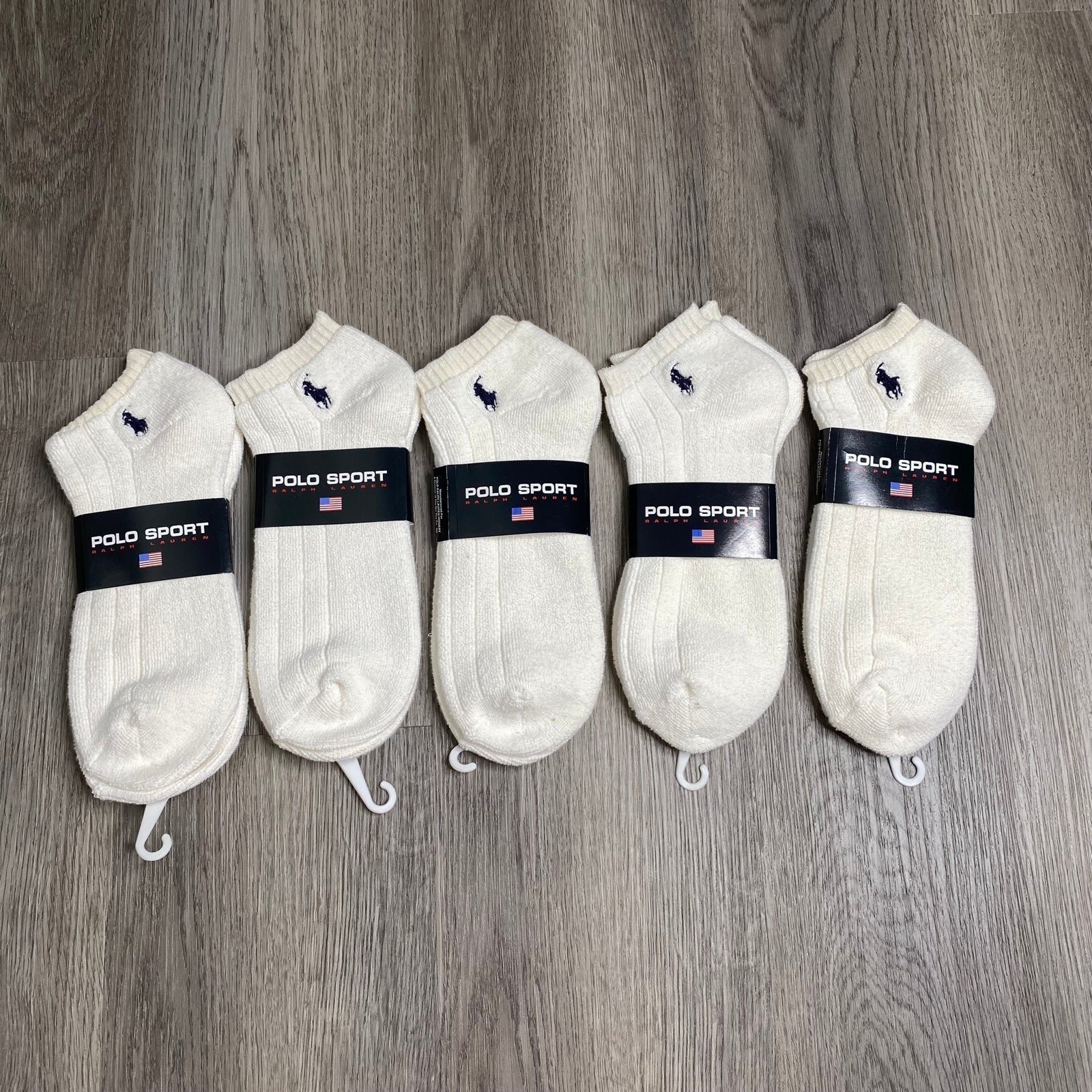 VINTAGE New Ralph Lauren Polo Sport Low Cut Socks 5 Pairs White mens Size 10-13