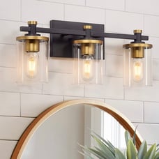Bathroom Vanity Light 3-Light, Black and Gold