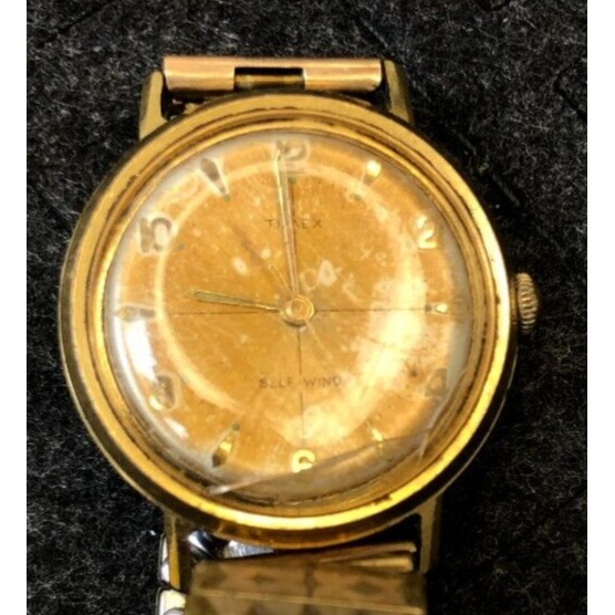 Vintage Timex Analog Watch Gold Tone Self Winding - Needs Battery