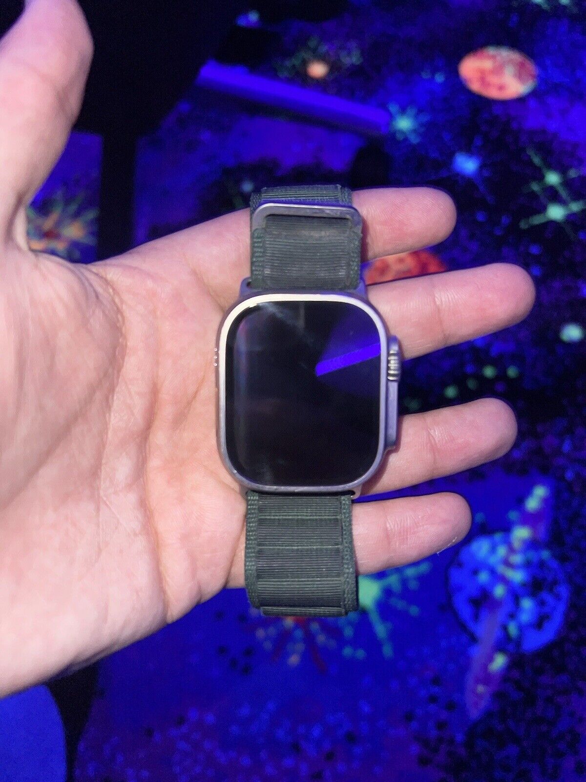 Apple Watch Ultra 49mm Titanium Case with Green Loop, Medium Gps Great Condition