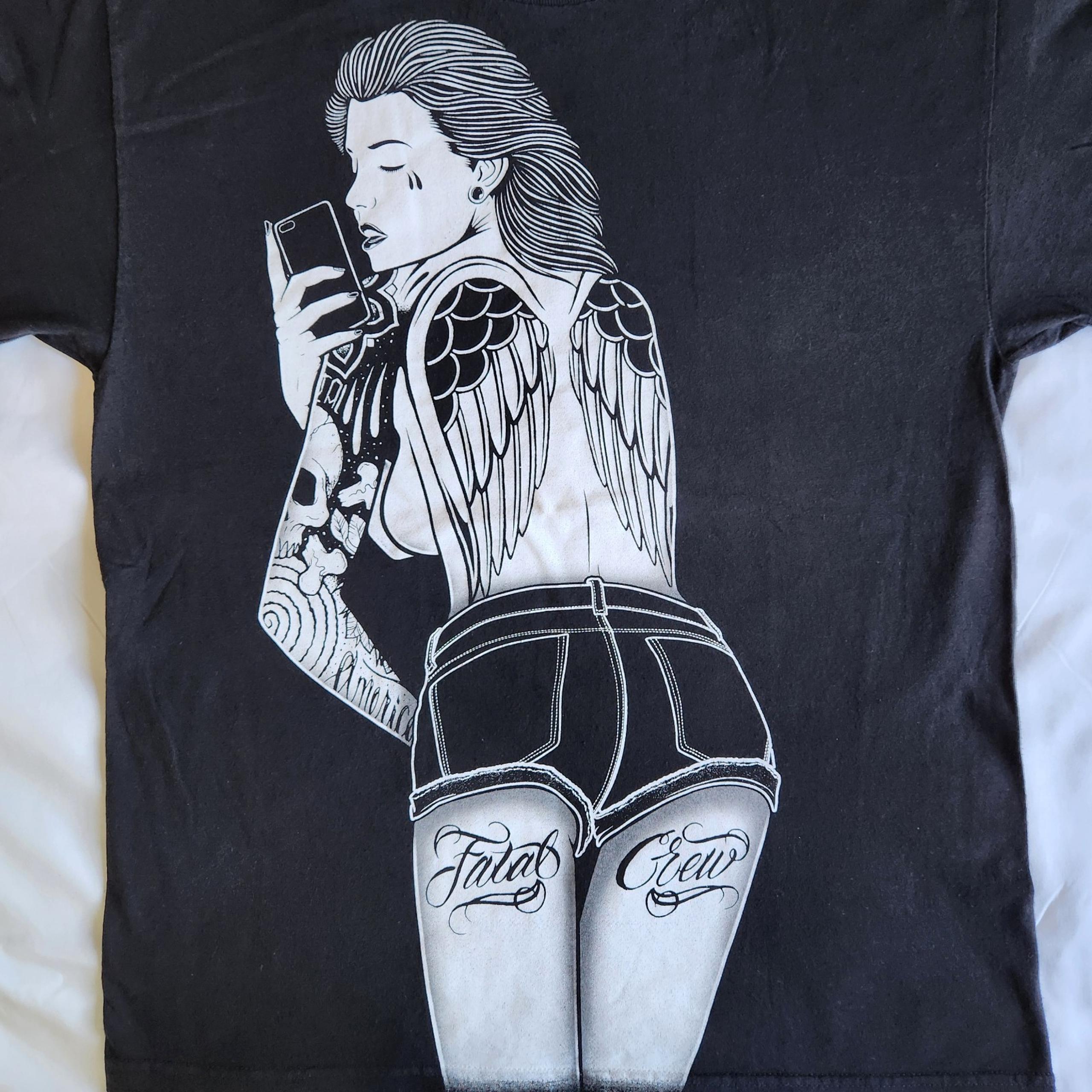 Fatal Clothing Crew Tattoo Art Sexy Woman Grunge Black Large Graphic T-Shirt Tee