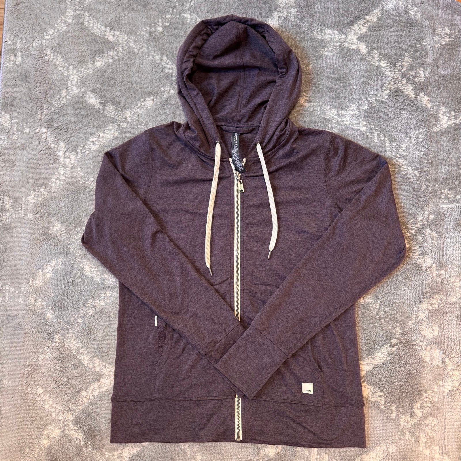 Vuori Performance Halo 2.0 Zip Up Hoodie, Small, Heathered Purple