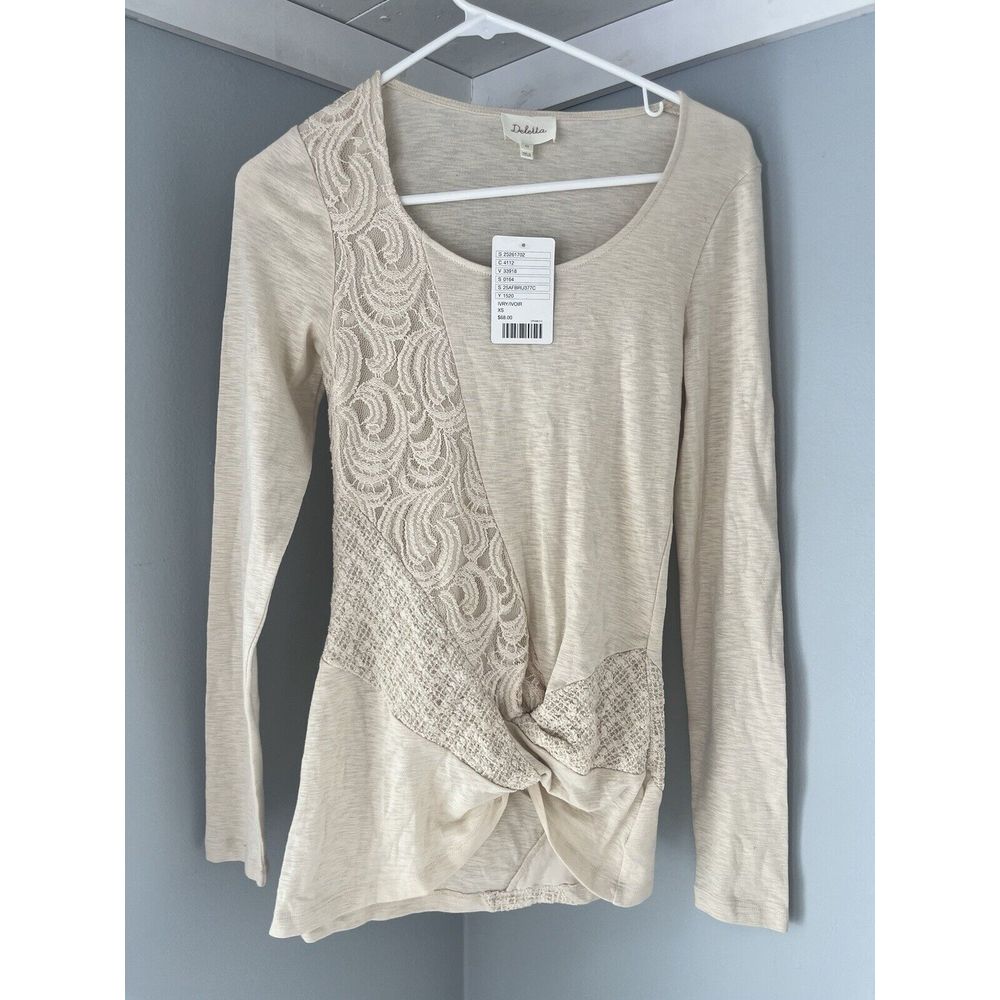 Anthropologie Deletta Women's xs Ivory Long Sleeve Shirt