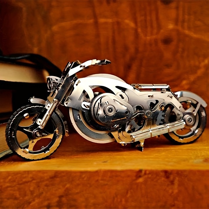 Ukrainian Mechanical Motorcycle 3D Metal Puzzle with Movable Clockwork Gears