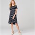 J. Jill Navy Elliptical Knit Paisley Print Flounced Hem Dress, L