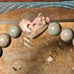 Natural Gray/Blue Alashan Bracelet with High-Quality Rhodonite Carved Heart