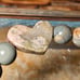 Natural Gray/Blue Alashan Bracelet with High-Quality Rhodonite Carved Heart