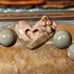 Natural Gray/Blue Alashan Bracelet with High-Quality Rhodonite Carved Heart