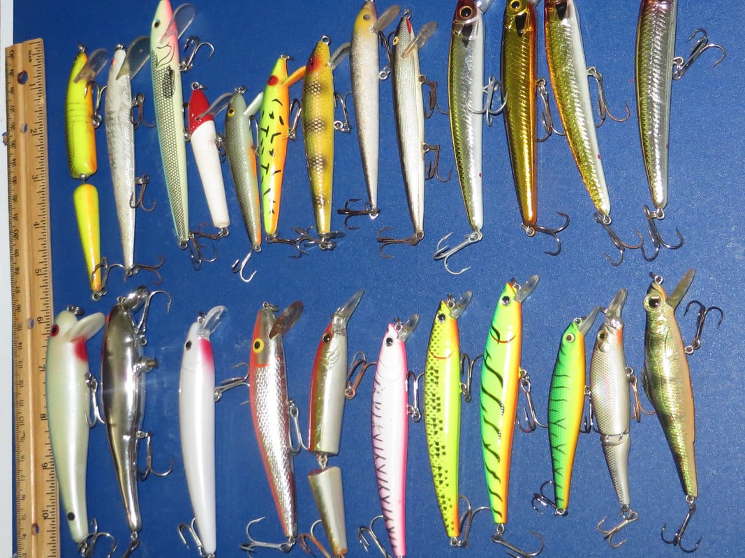 Lot of 24 Rapala Luhr Jensen South Bend Noramn Bagley Matzuo Minnows