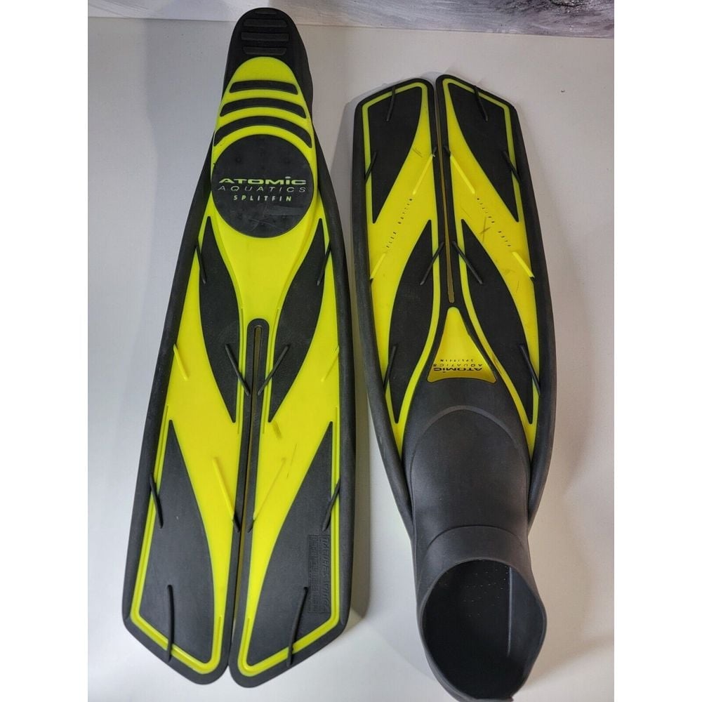 Atomic Aquatics Split Fin Full Foot 4.5-5.5 Yellow Black - Swim Scuba Snorkel