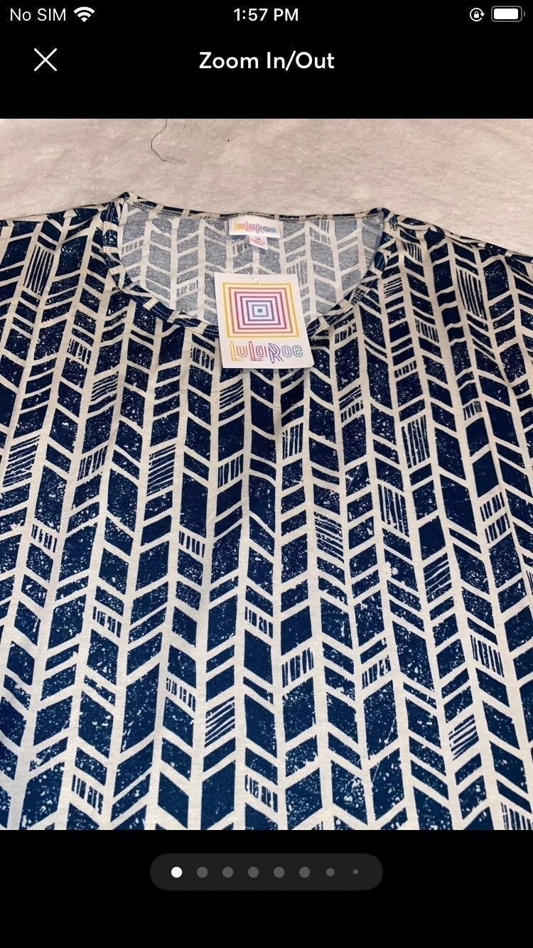 Lularoe Irma Tunic Blue Beige Vertical Stripe Medium 12-14 Shirt Top LLR New NWT