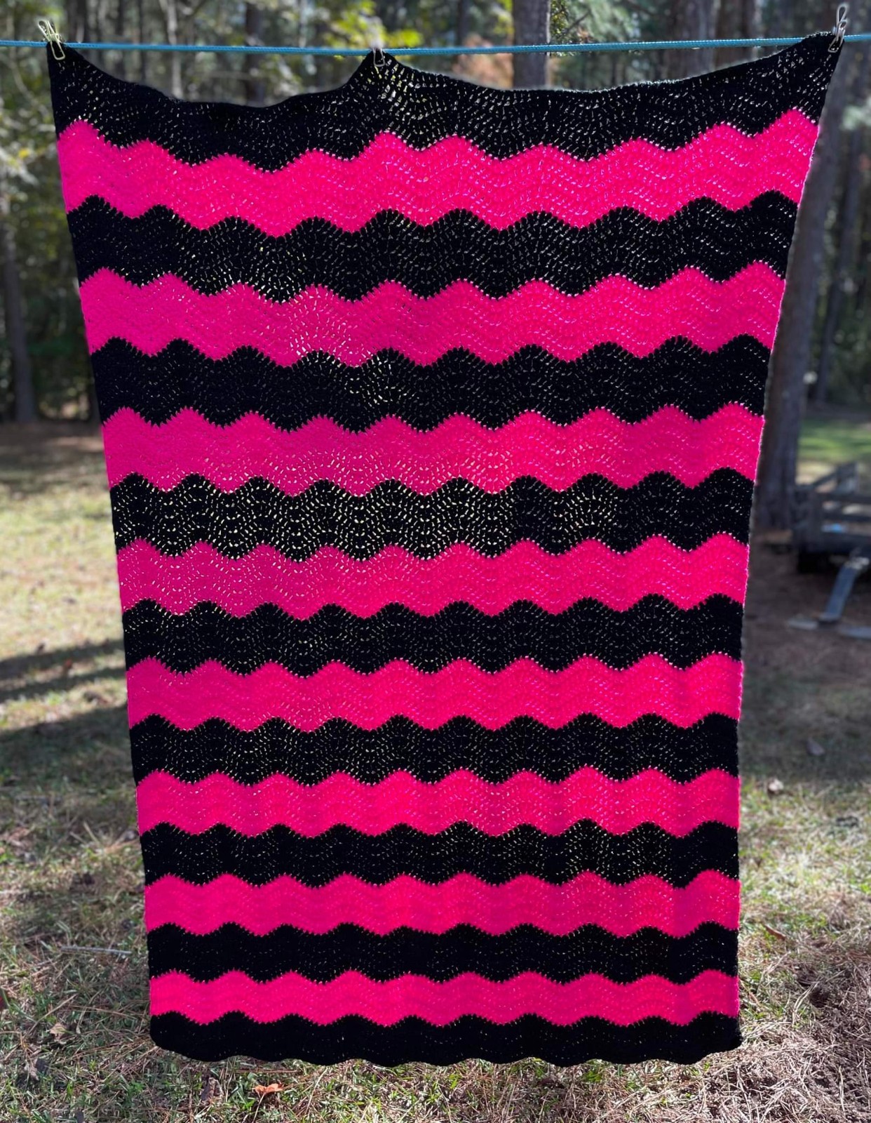 Handmade Black and Pink Throw