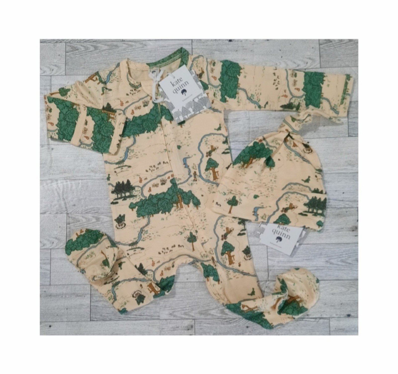 Kate Quinn Pooh Map Footie Set 0-3M