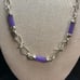 Sterling Silver 925 Handmade Lavender Barrel Jade Station Scroll Link Chain 16