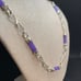 Sterling Silver 925 Handmade Lavender Barrel Jade Station Scroll Link Chain 16