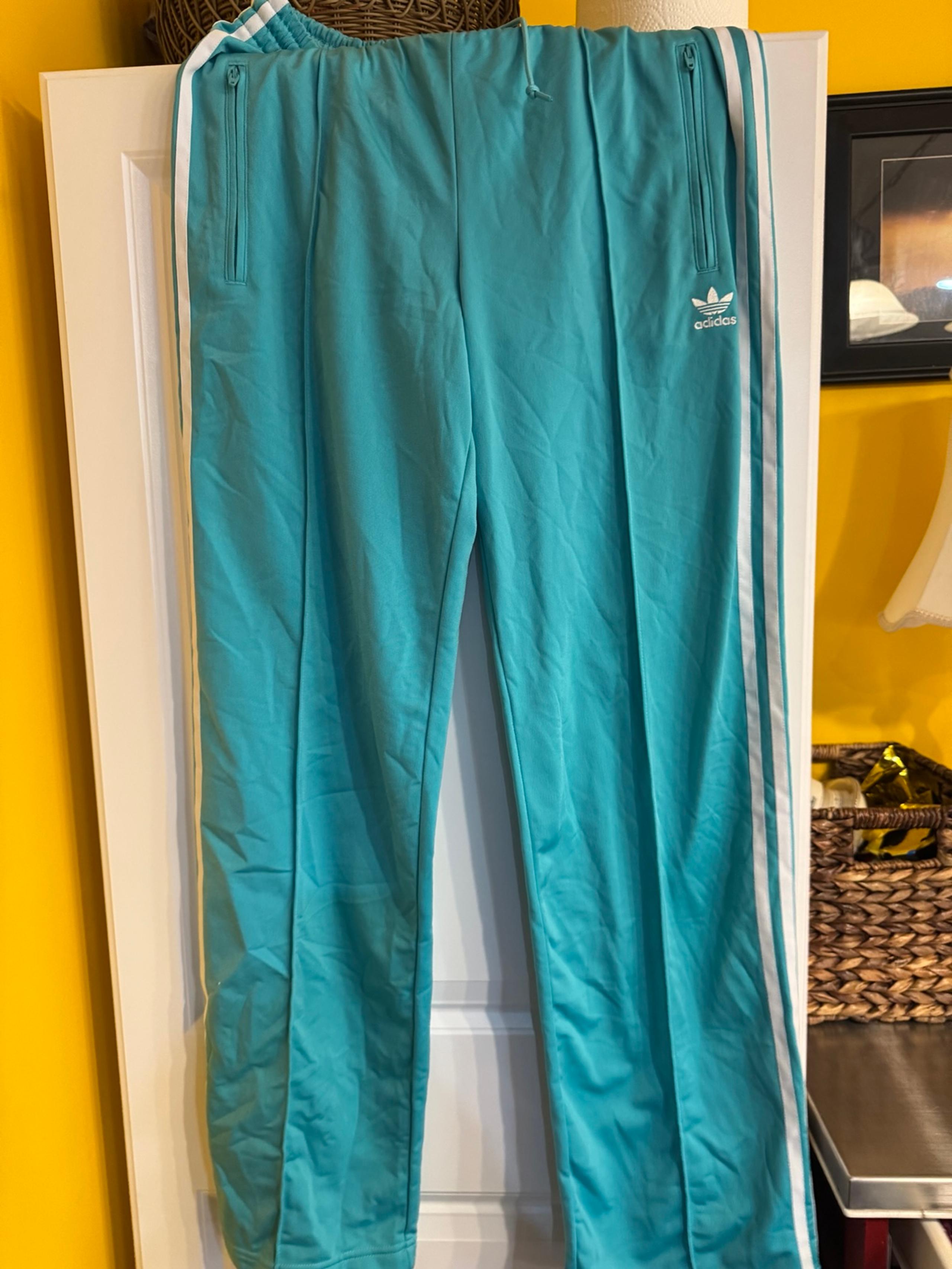 Women’s adidas Grack pants teal new ocean recycled materials! Zipper outer legs
