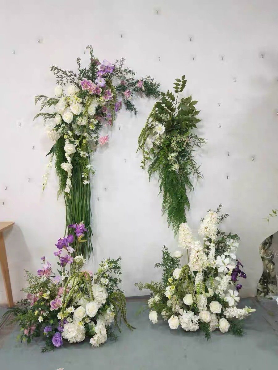 Wedding Faux Flowers with Drapes- 4 Large Flower for Arch and Floor Decor
