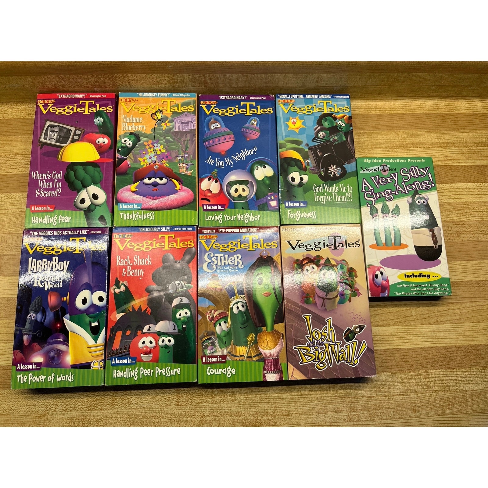 VeggieTales Lot of 9 VHS Tapes Vintage Kids Animated Christian