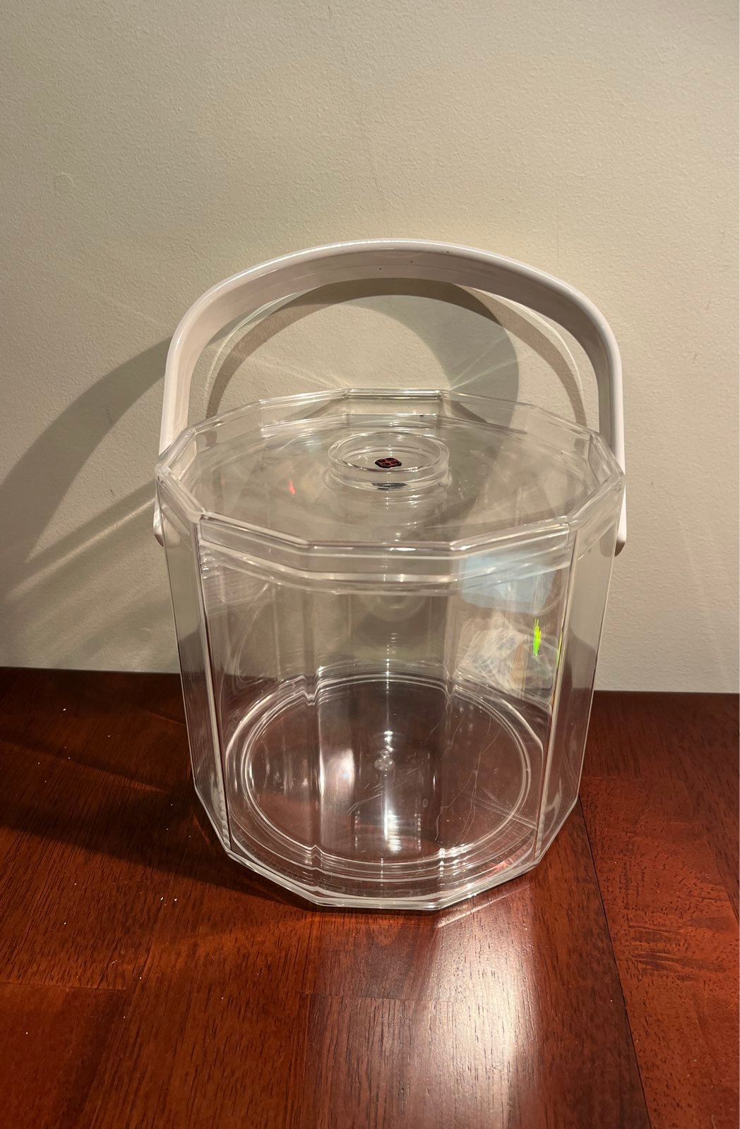 Vintage Lucite Clear Ice Bucket Mid Century W/Lid