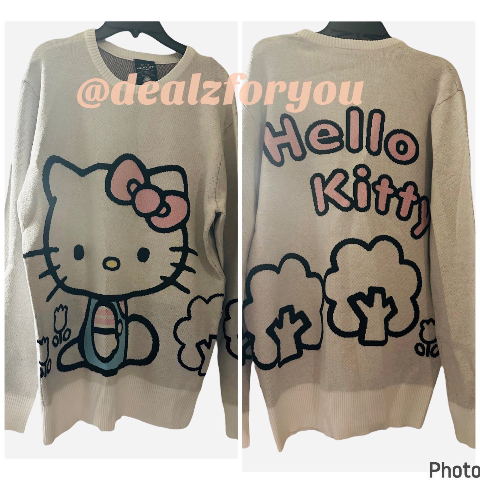 Hello Kitty crewneck pullover knit sweater oversized sz small