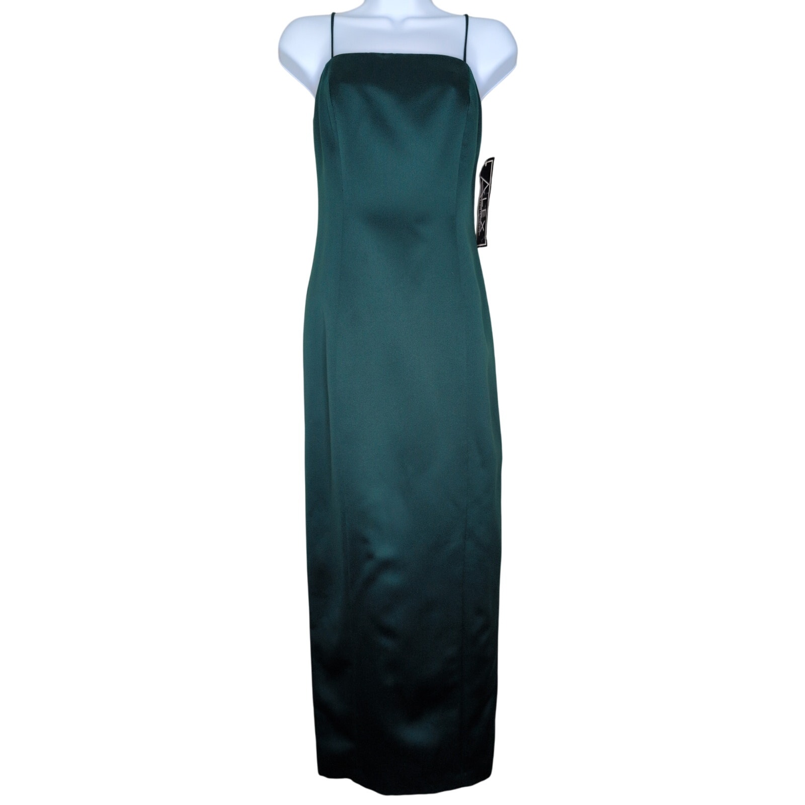 VTG Y2K Alex Evenings Satin Gown 4 Square Neck Elegant Formal Maxi Dress 90s