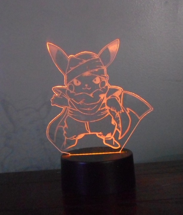 Pikachu Piccalo Pokemon 7 Custom Laser Engrave 3D Effect Acrylic LED Light Lamp