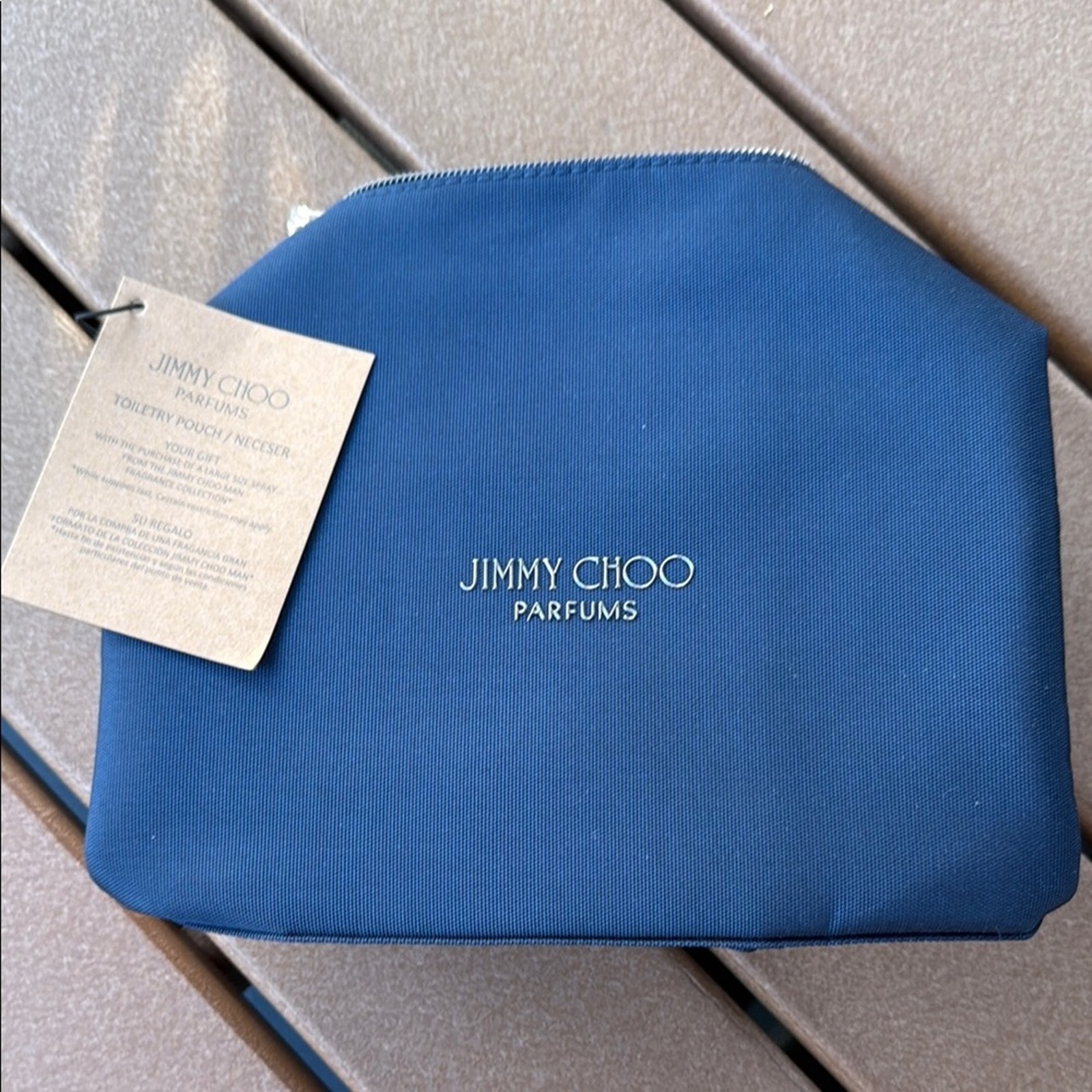 Jimmy Choo Blue Red Toiletry Pouch NEW