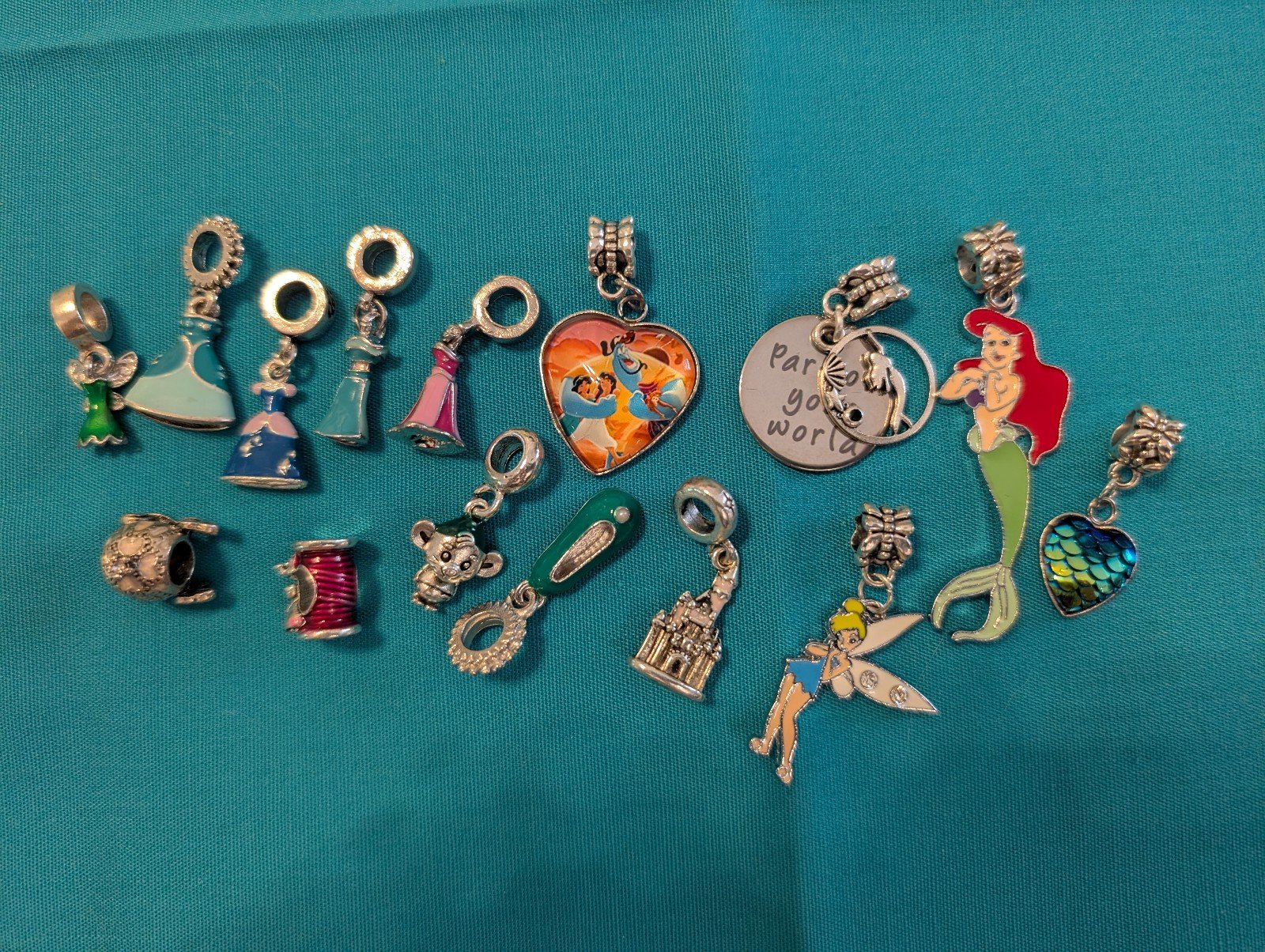 Lot of 15 Princess Charms for YOUR Princess. Fit Euro Bracelets