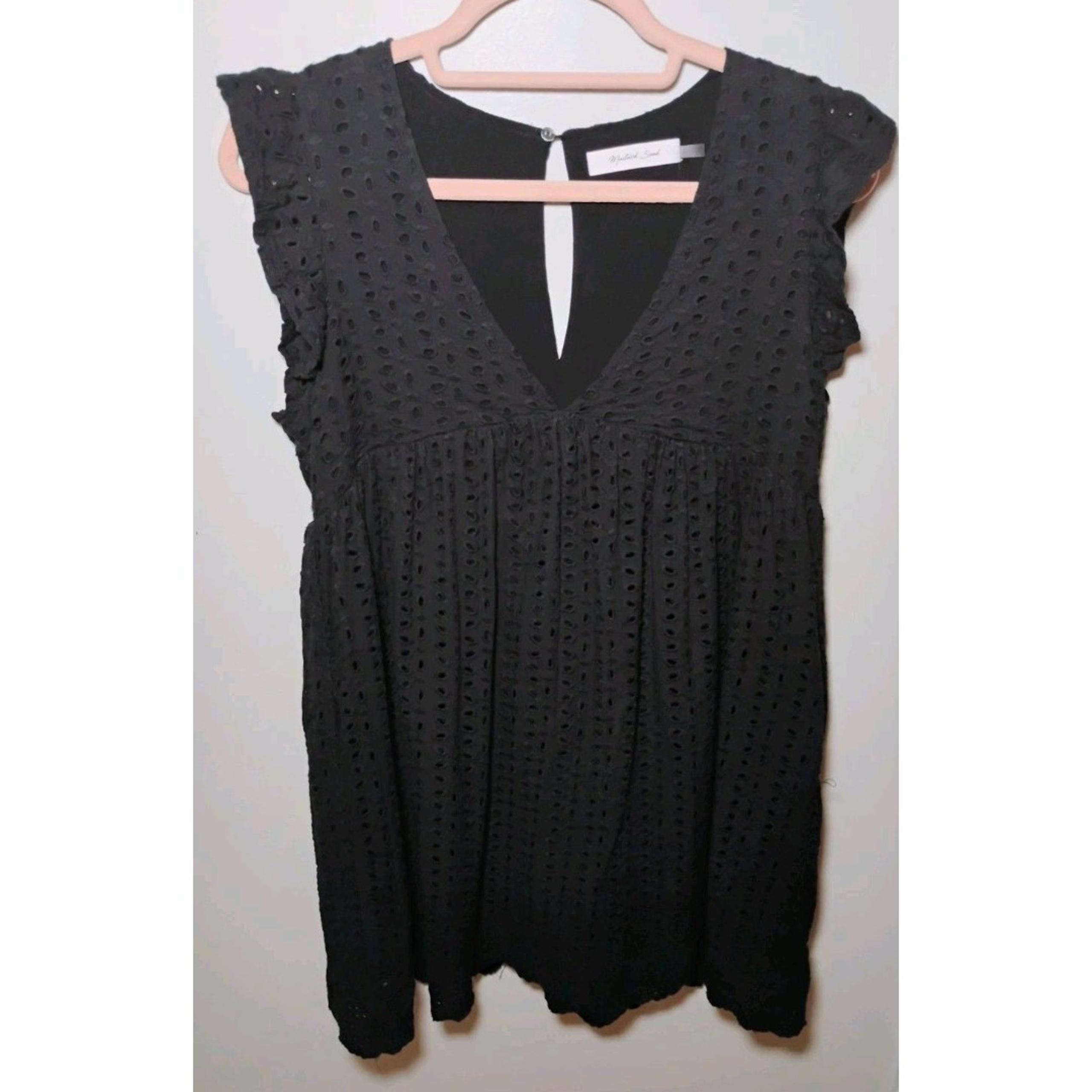Mustard Seed Women's Black Eyelet Babydoll Short Romper, Size S