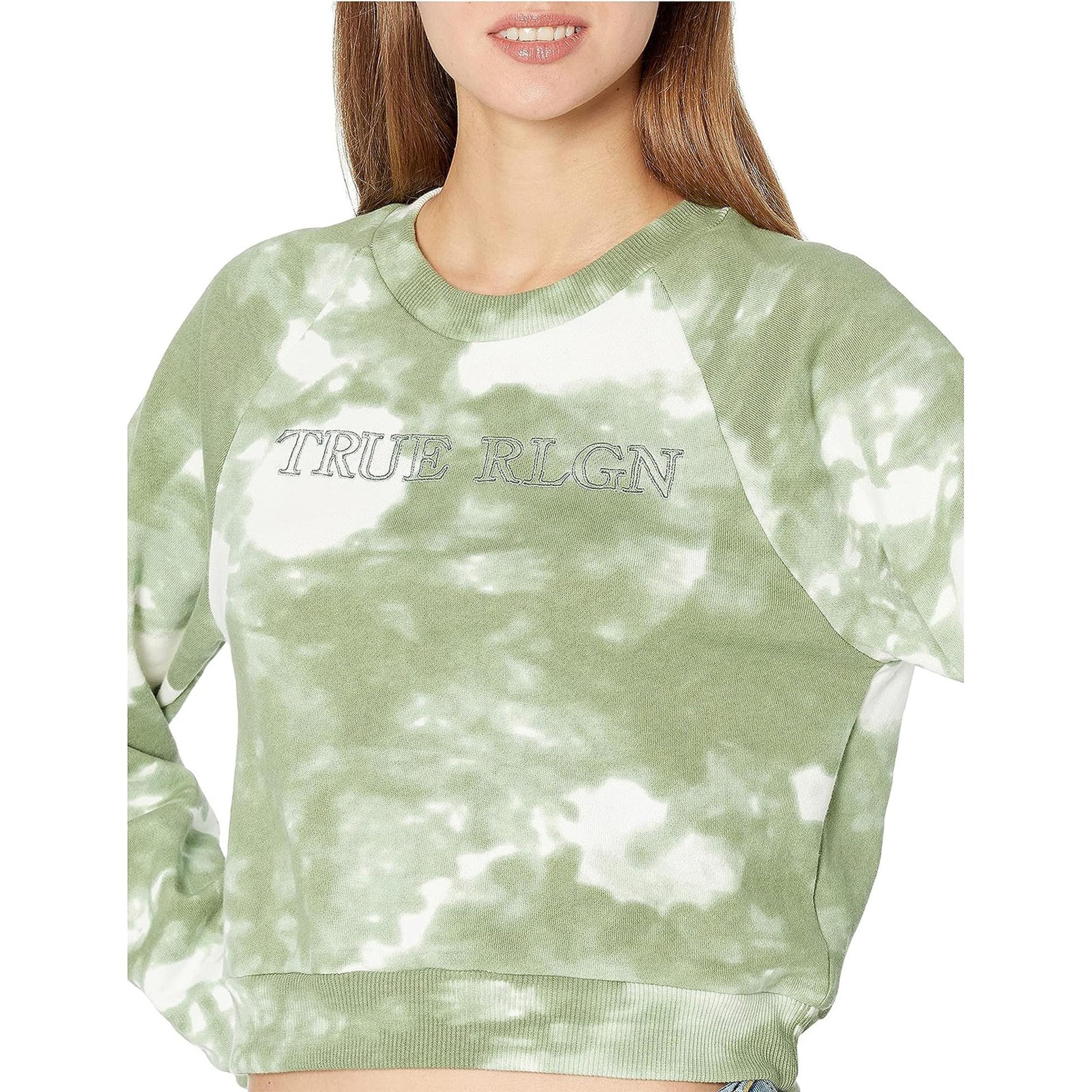 True Religion Tie-Dye Shrunk Raglan Sweatshirt Womens Sz 2XL $119 MSRP